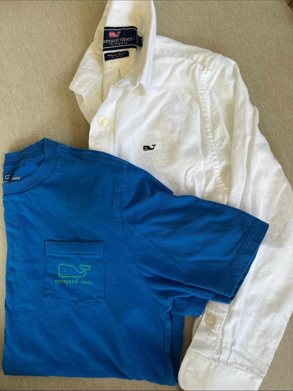 Vineyard Vines Boys Bundle Pocket Tee & White Oxford Shirt